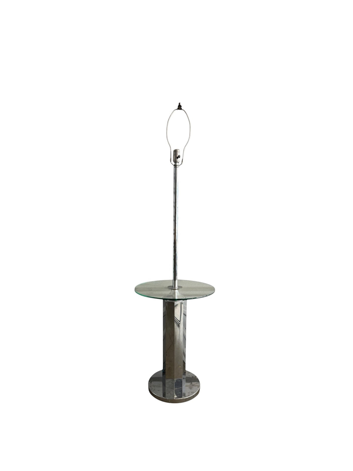 Chrome & Glass Hexagon Side Table Lamp Combo