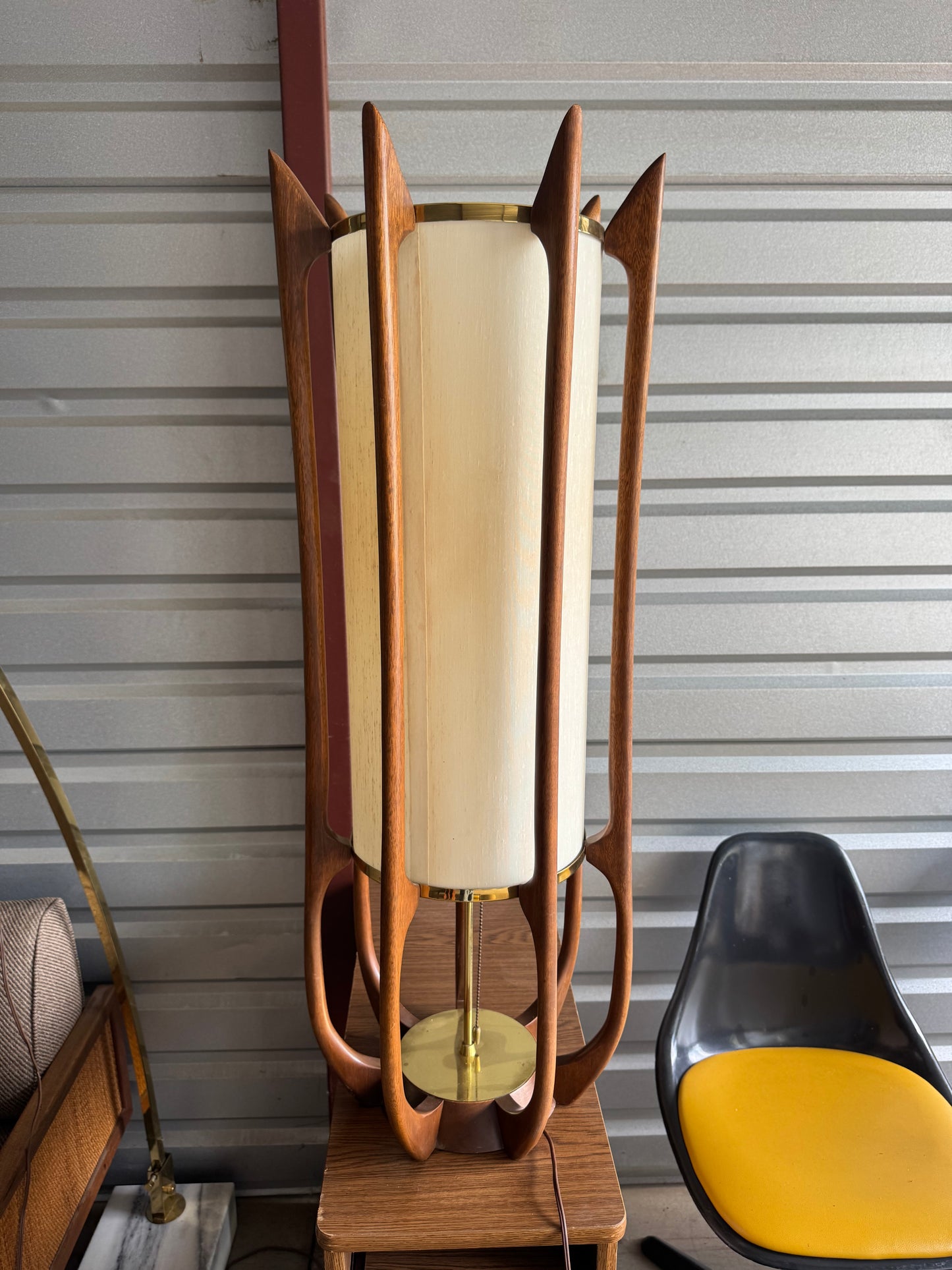 (For Jolene) Modeline mid century Walnut and brass table lamp