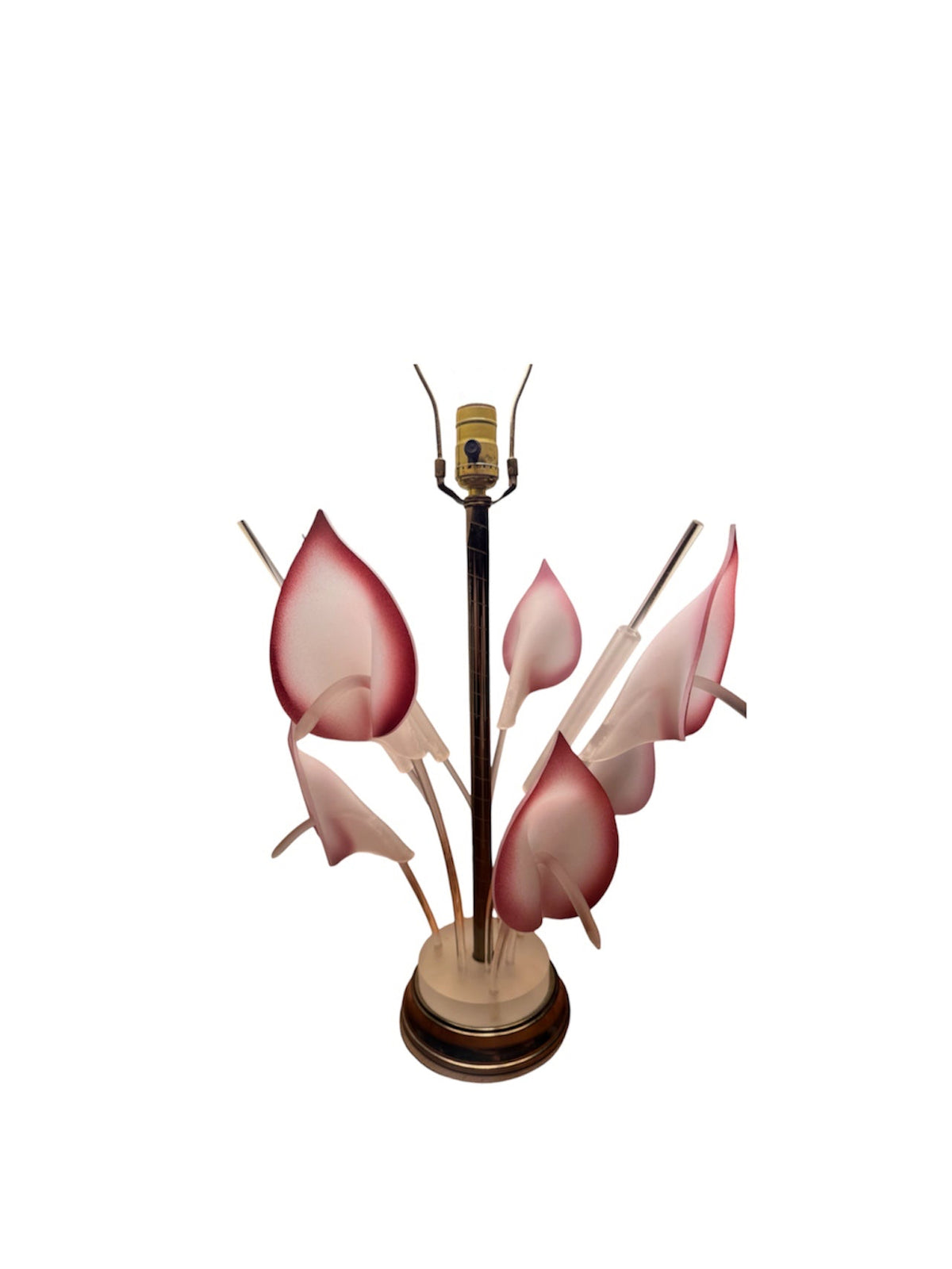 Lucite Cattail & Calla Lily Table Lamp Base