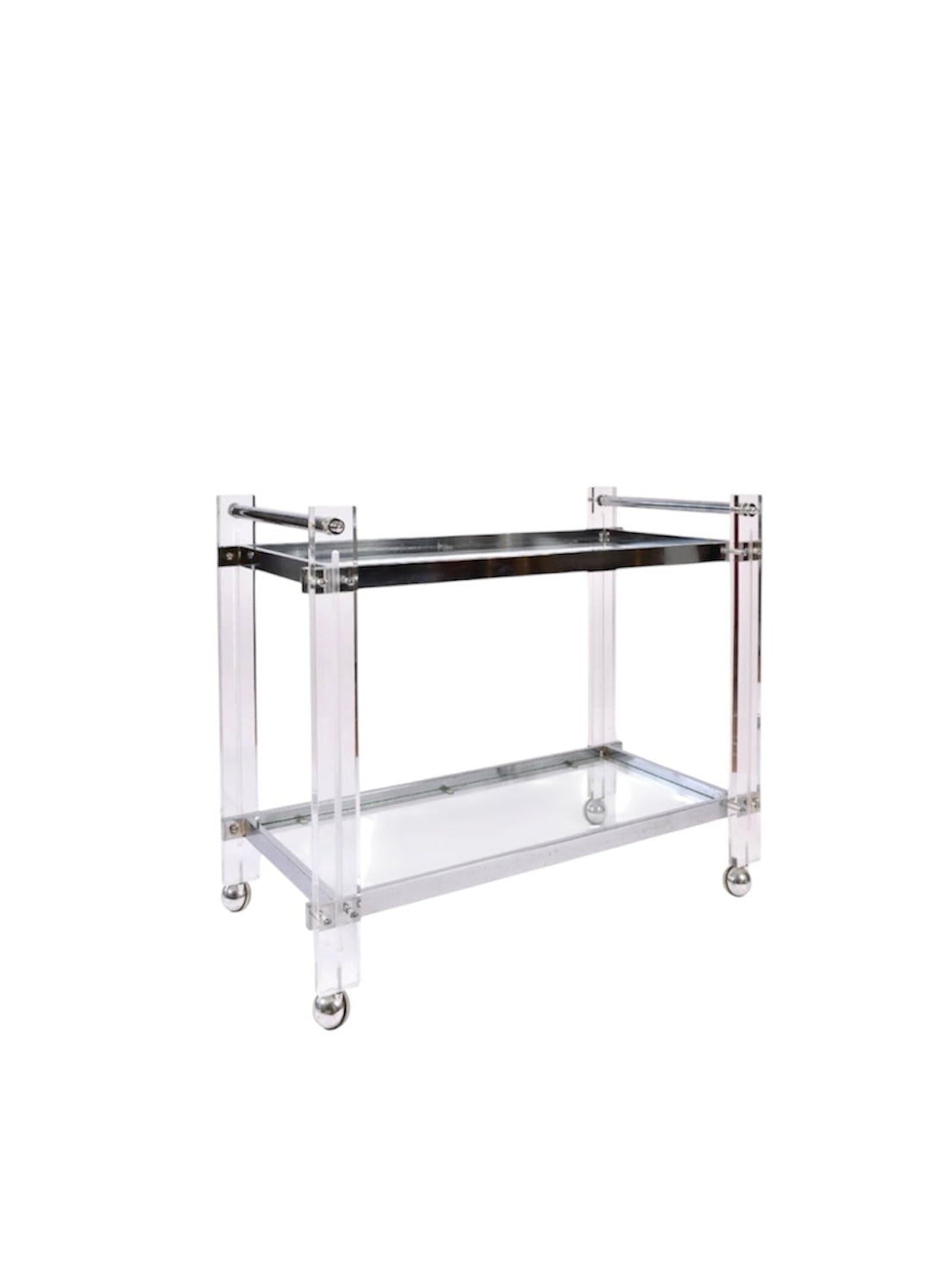 Lucite & Chrome Rolling Bar Cart