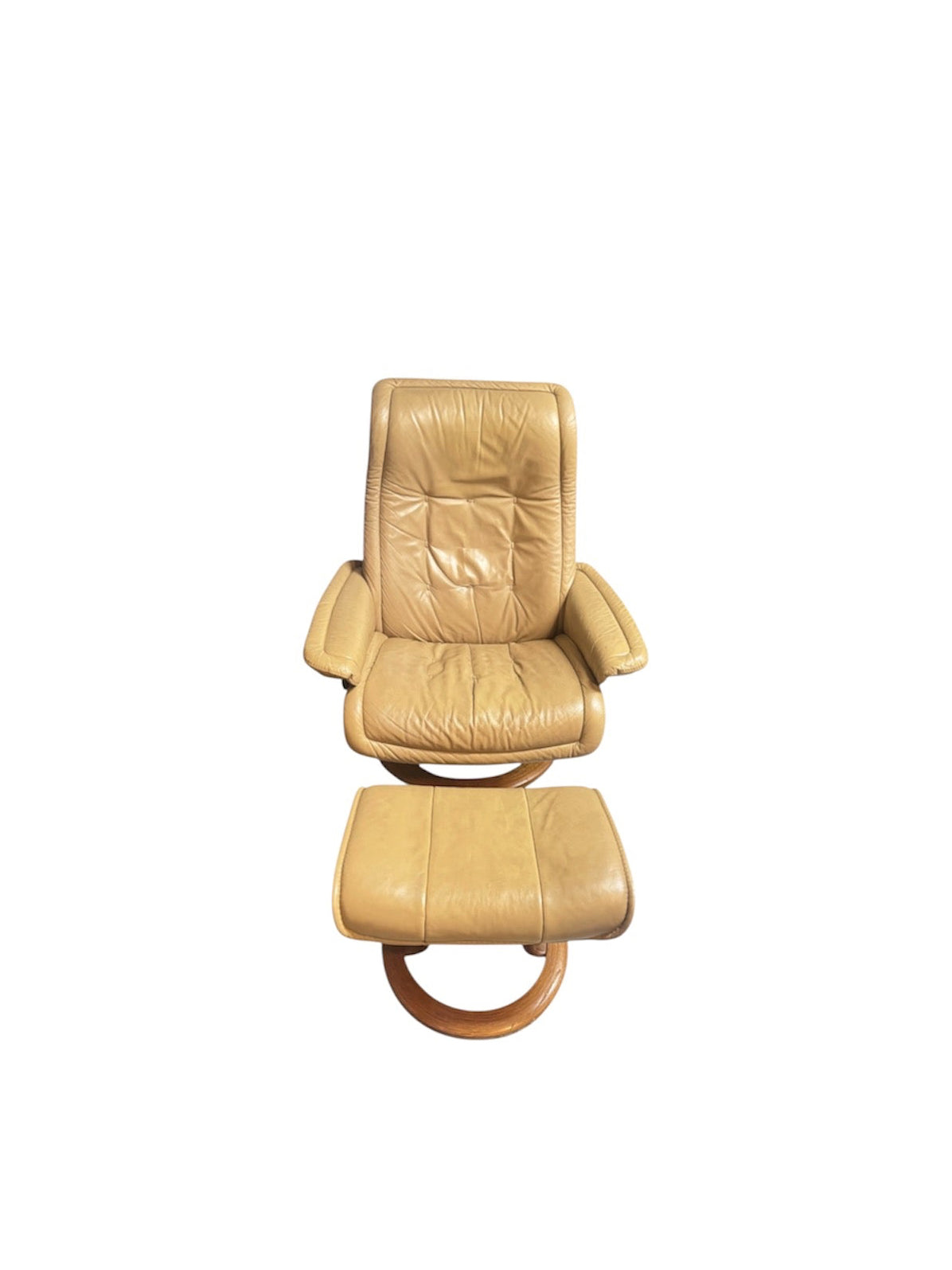 Ekornes Stressless Cream Leather Reclining Chair and Ottoman set