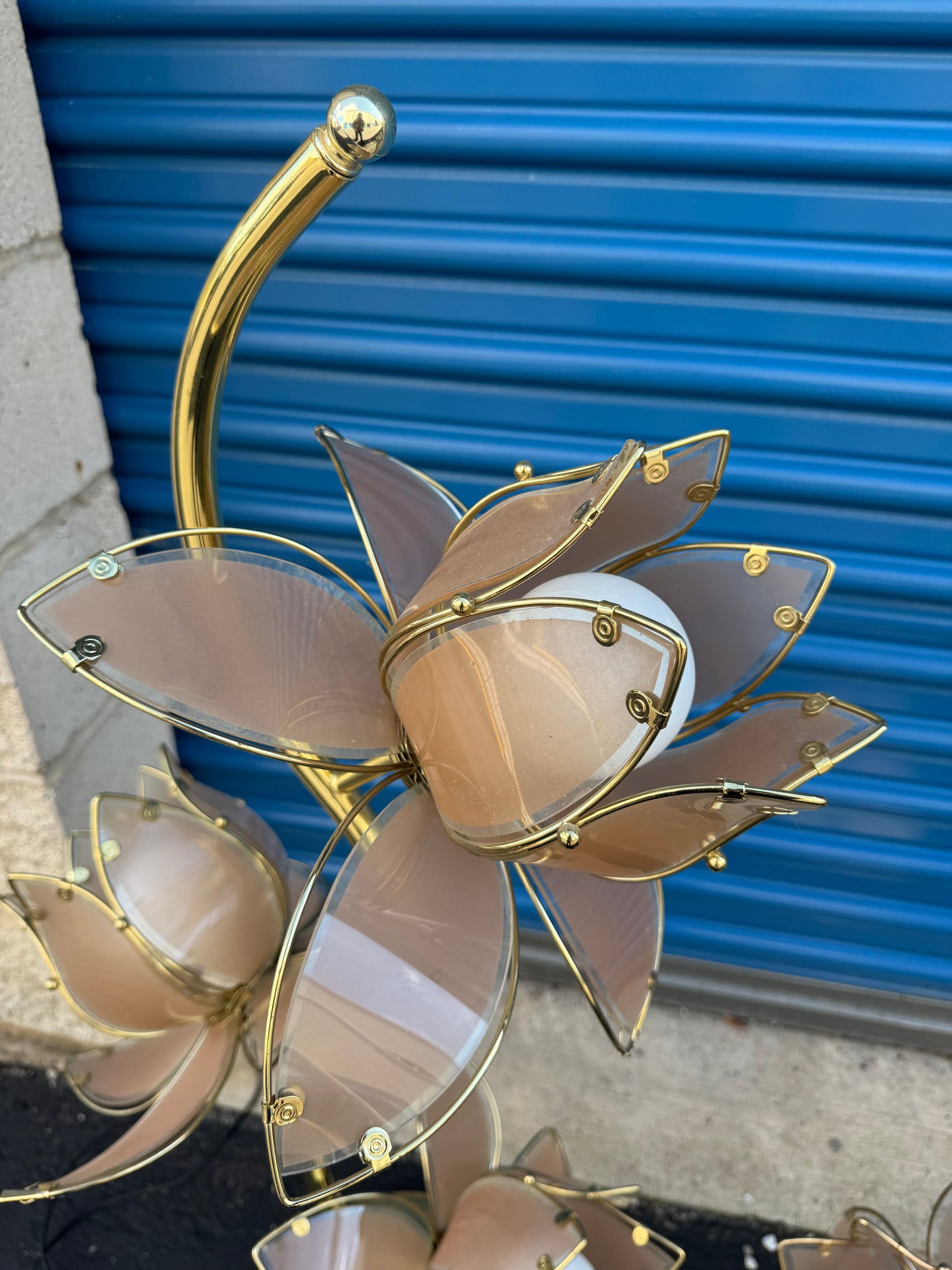 (For Ariel) Hollywood regency pink and gold lotus flower Anthony California lamp