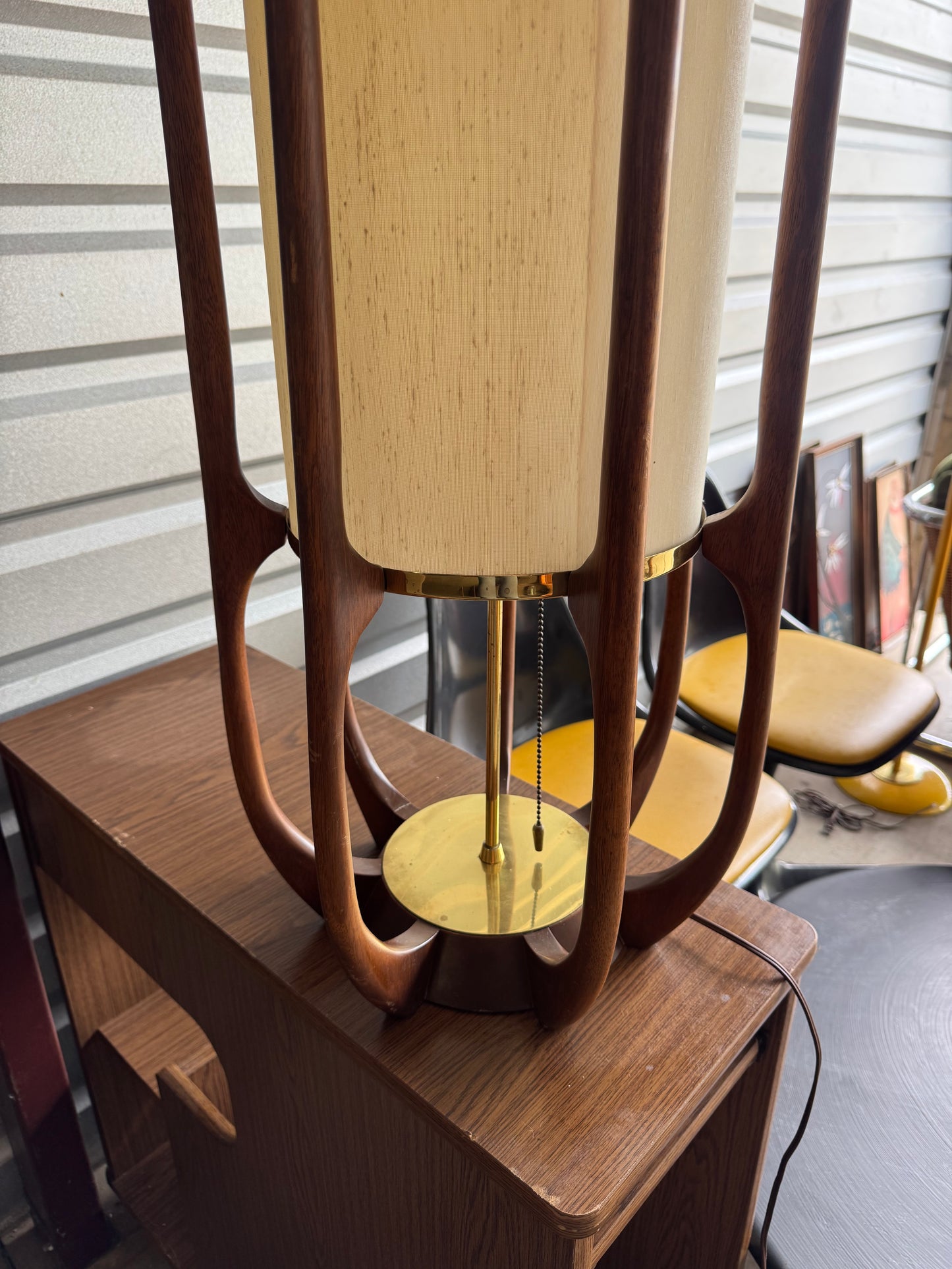 (For Jolene) Modeline mid century Walnut and brass table lamp