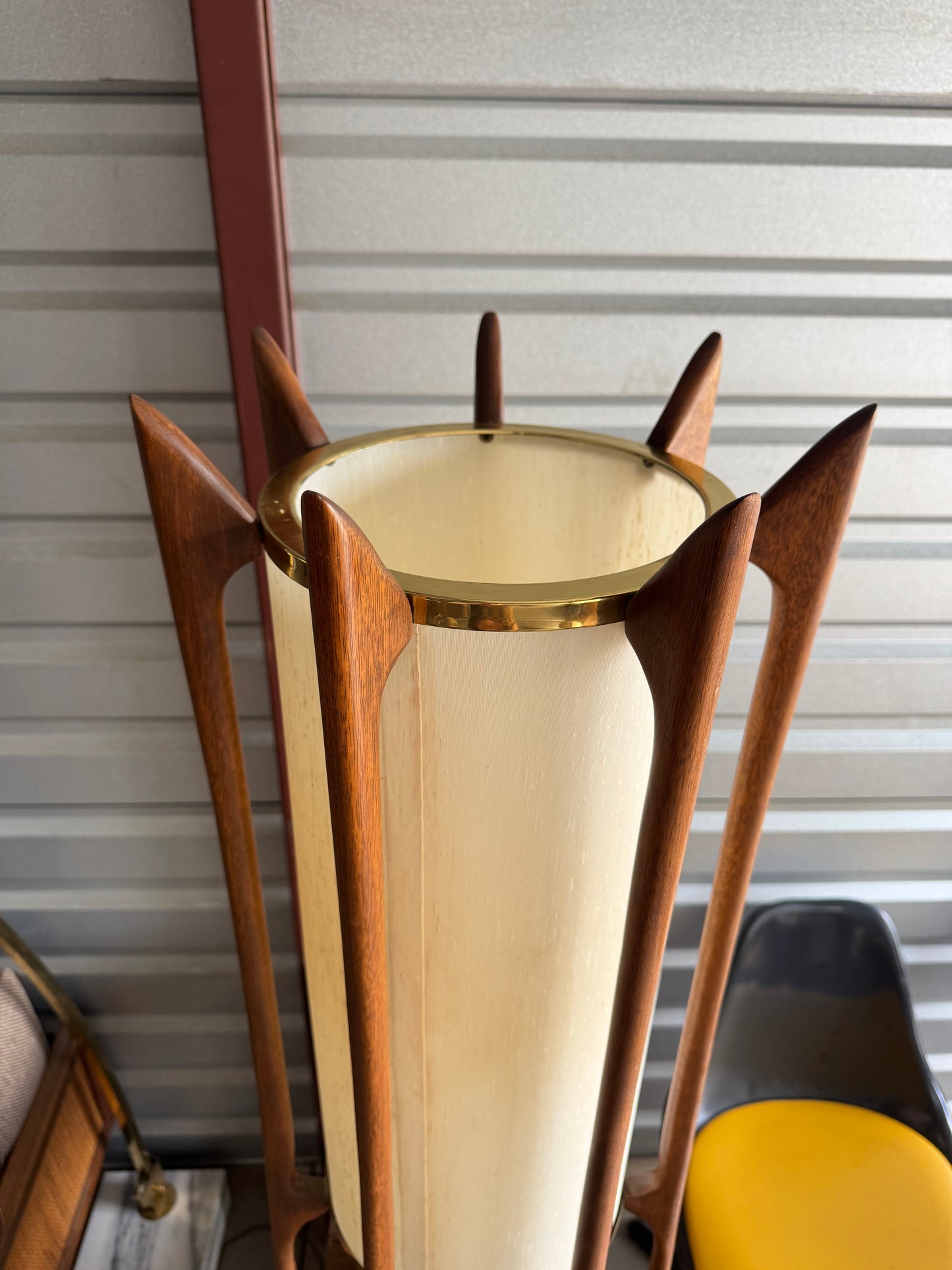 (For Jolene) Modeline mid century Walnut and brass table lamp
