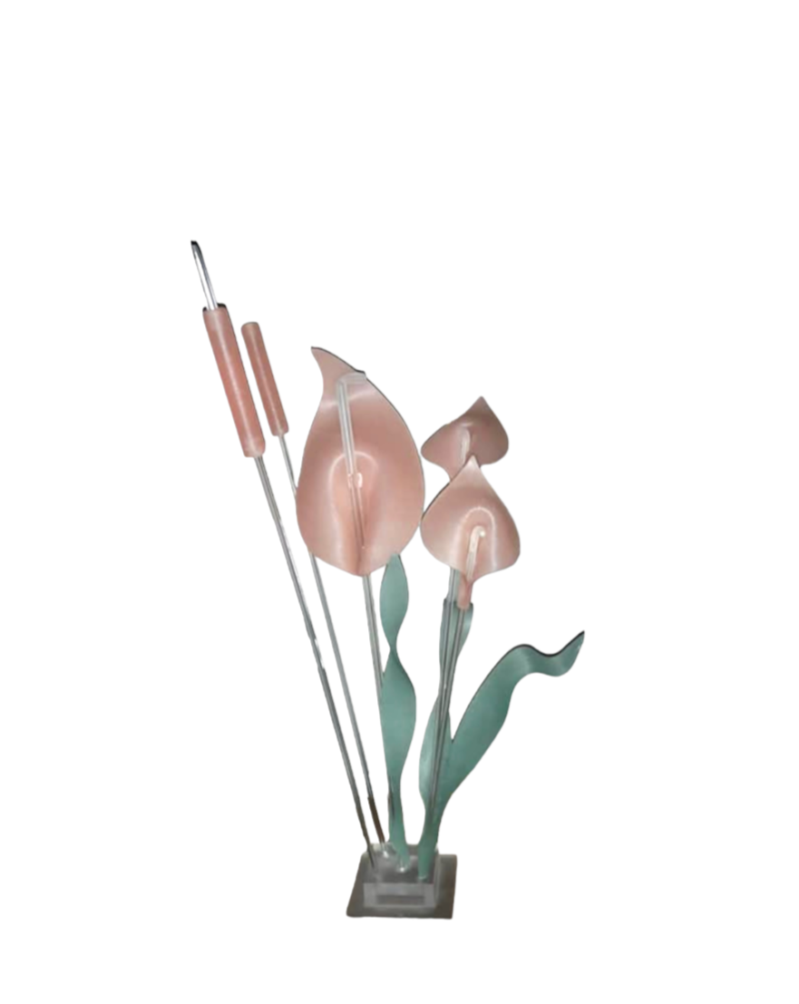 Hollywood Regency Lucite Floral Cala Lilly Decorative Sculpture
