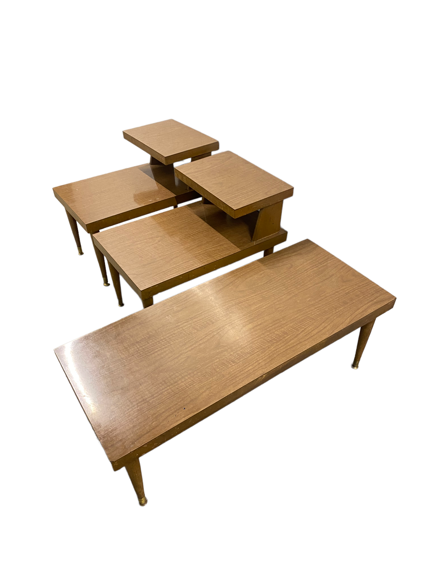 Wood Laminate MCM Side Tables And Coffee Table Set