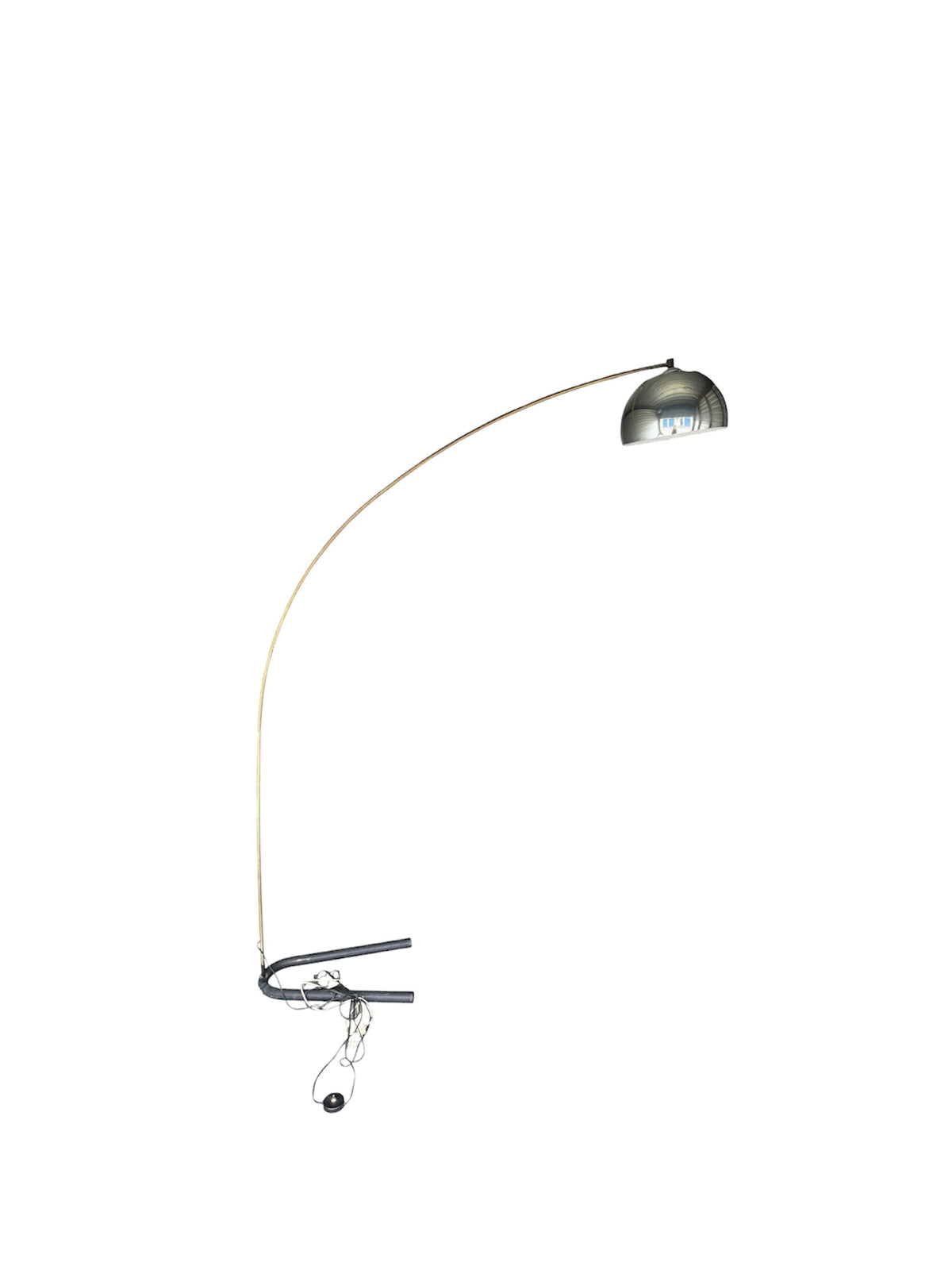 Mid-Century Brass & Chrome Arc Floor Lamp