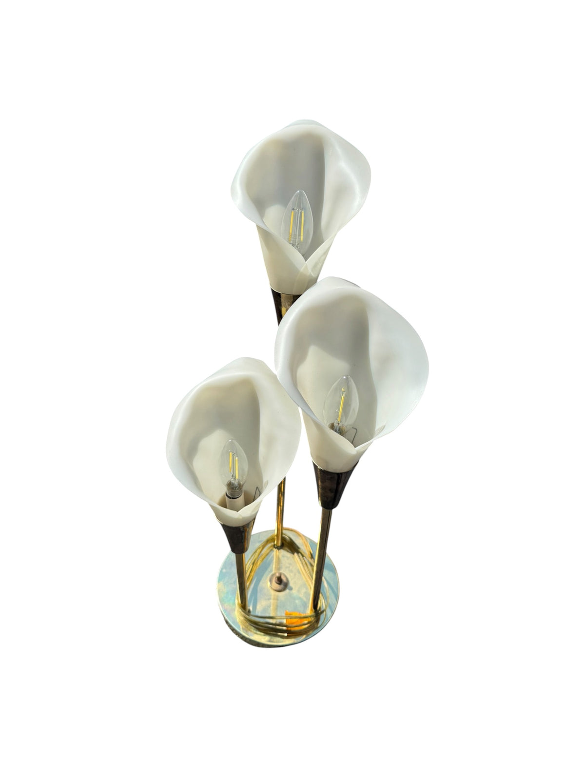 Calla Lily Brass & Lucite Table Flower Lamp
