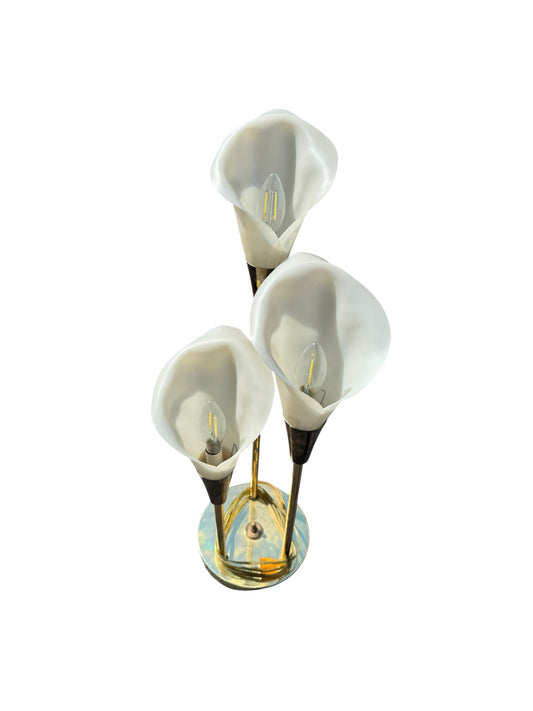 Calla Lily Brass & Lucite Table Flower Lamp