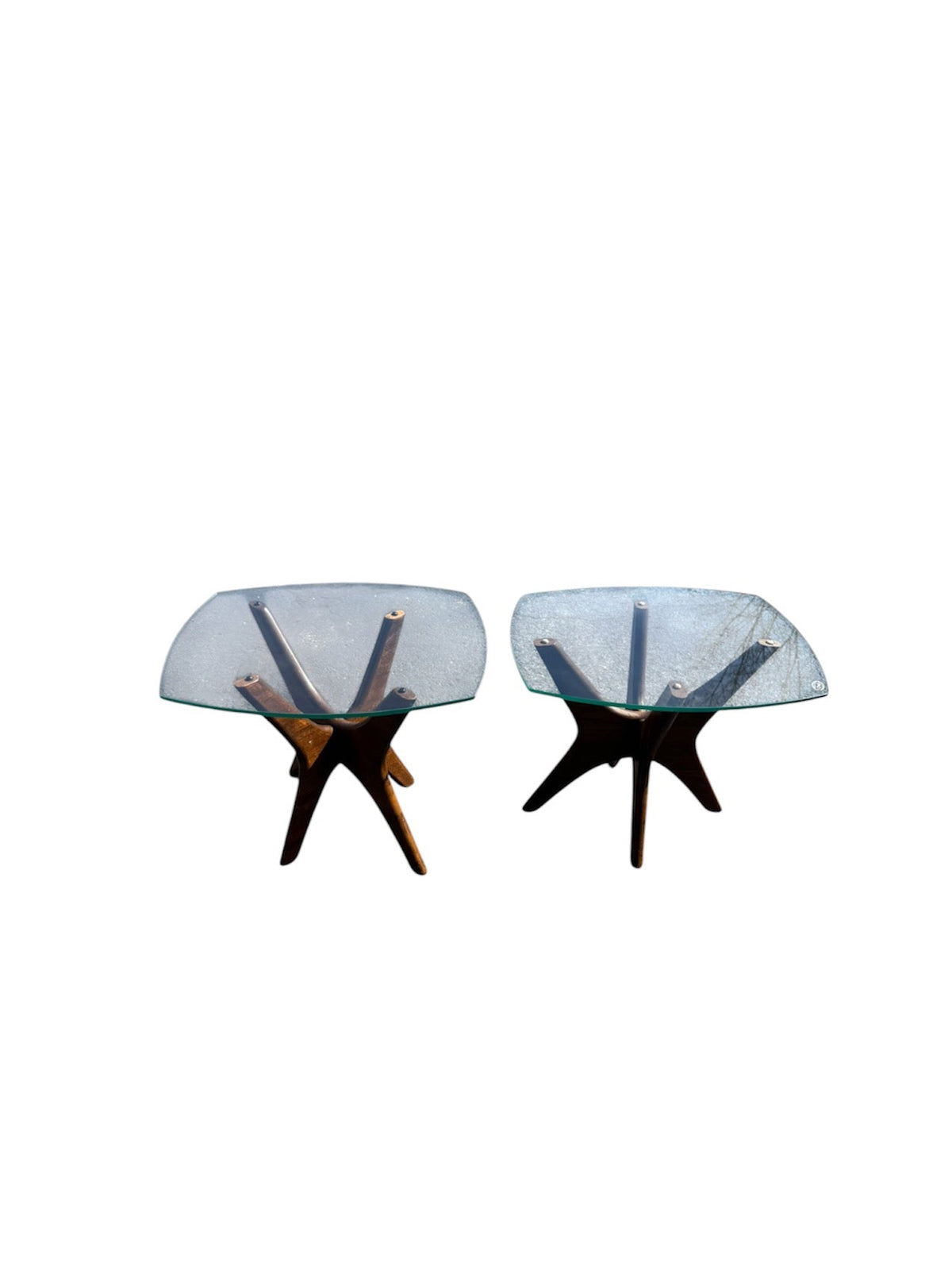 Jax-Leg Glass Top Side Tables, Pair
