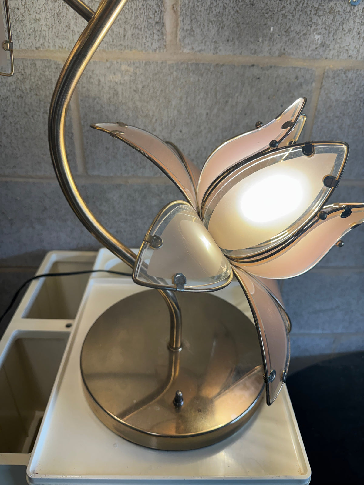 Hollywood regency pink and gold lotus Anthony California Flower Lamp
