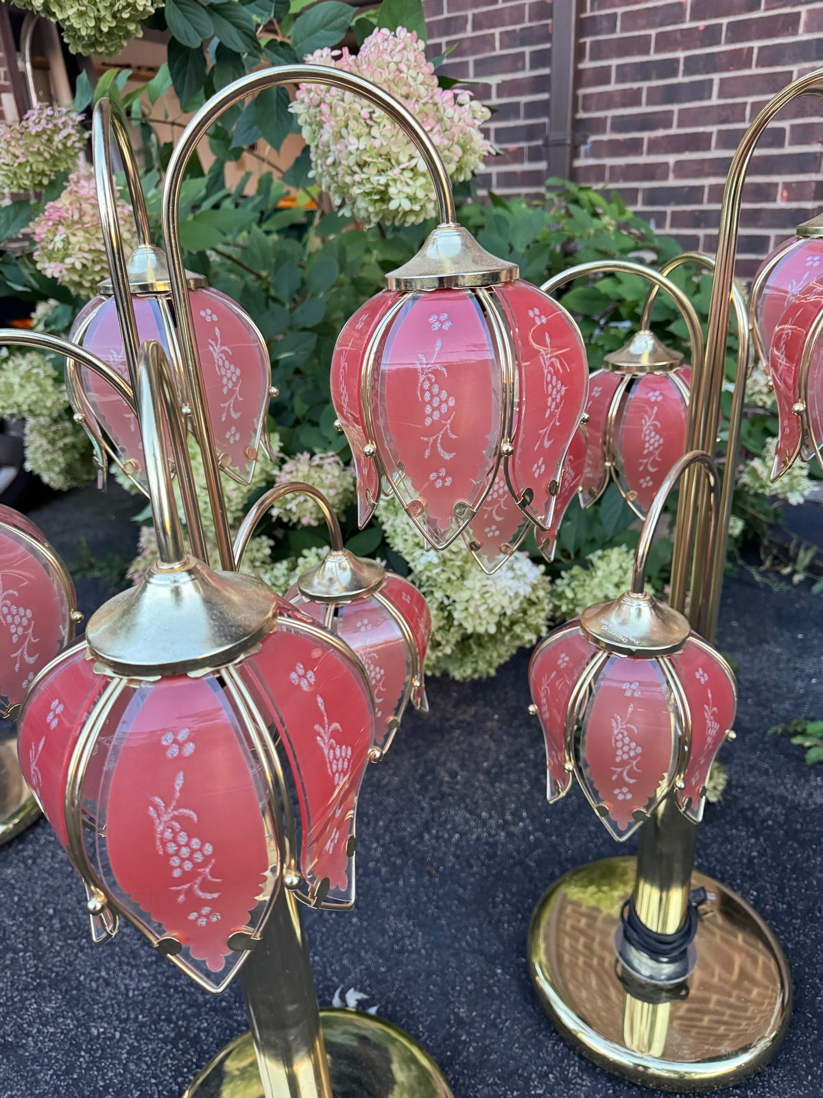 Anthony California Brass Lotus Waterfall Table Flower Lamp