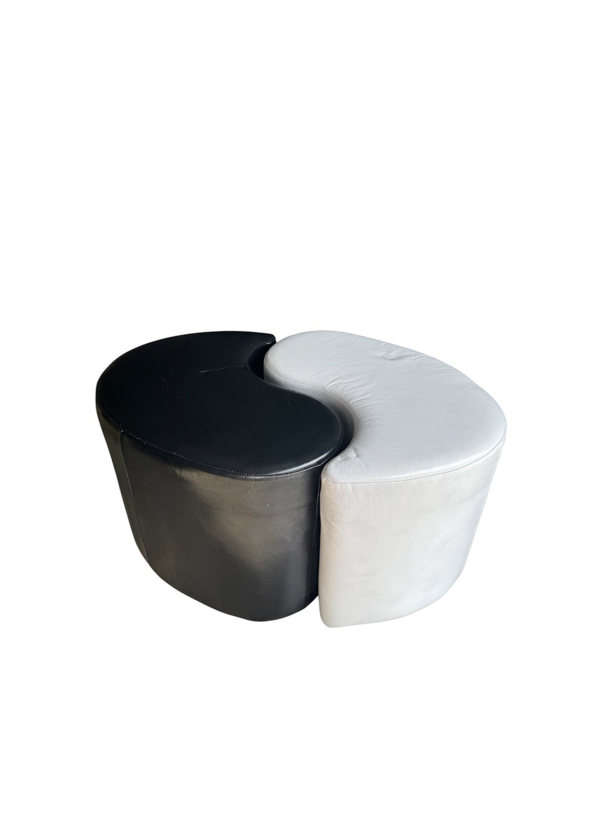 Postmodern Leather Yin Yang Ottomans, Pair