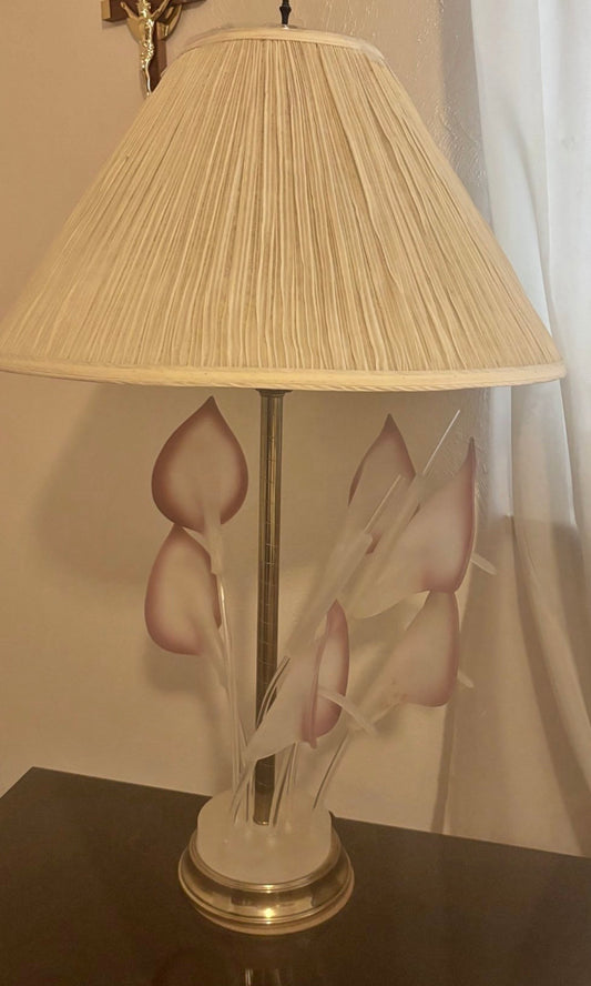 Lucite Cala lily 1970s Hollywood regency table lamp
