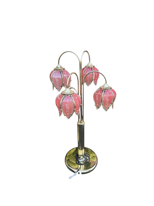Anthony California Brass Lotus Waterfall Table Flower Lamp