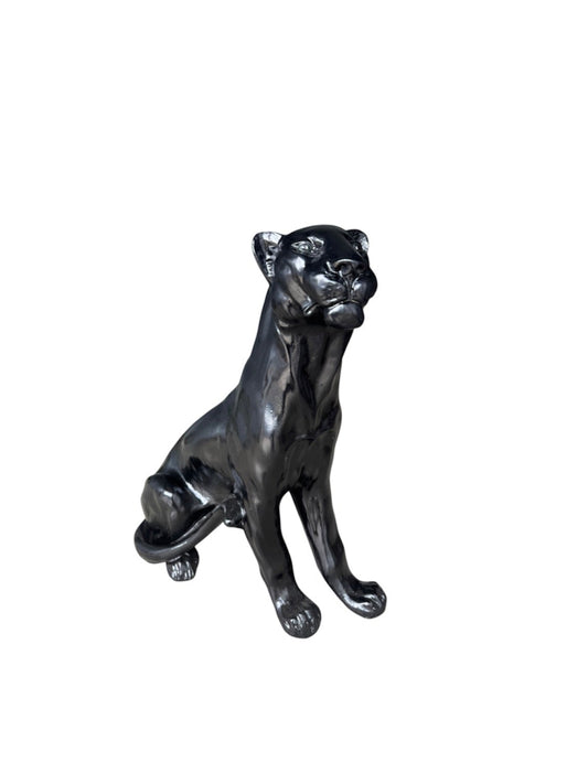 Black Ceramic Panther Sculpture