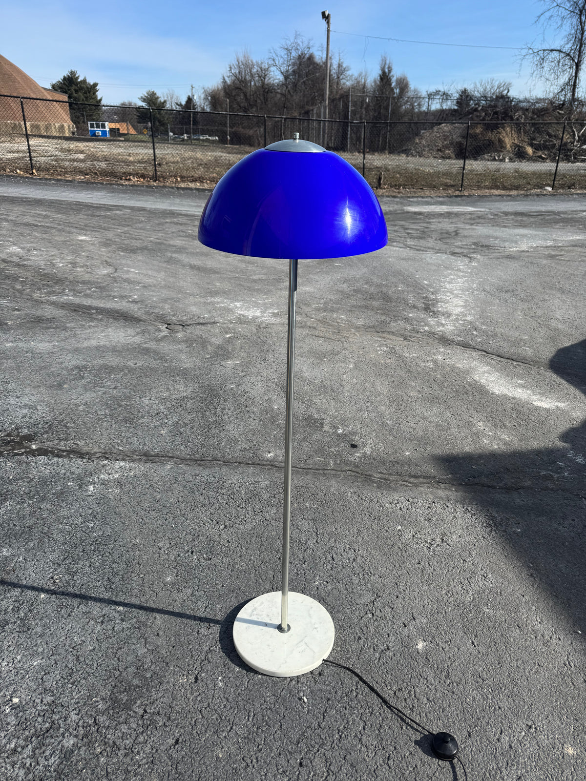 Harvey Guzzini Cobalt Glass & Marble Floor Lamp