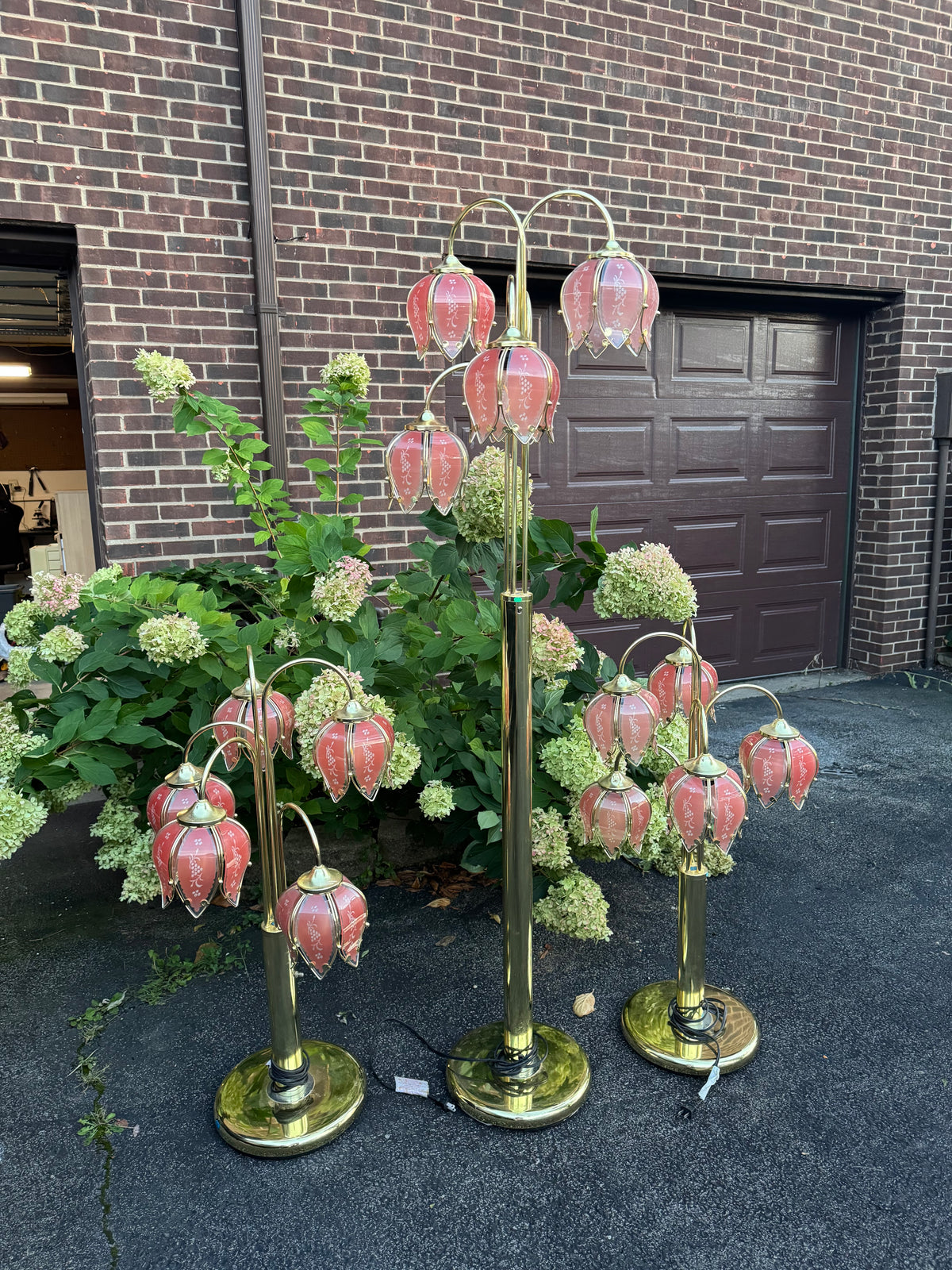 Anthony California Brass Lotus Waterfall Table Flower Lamp