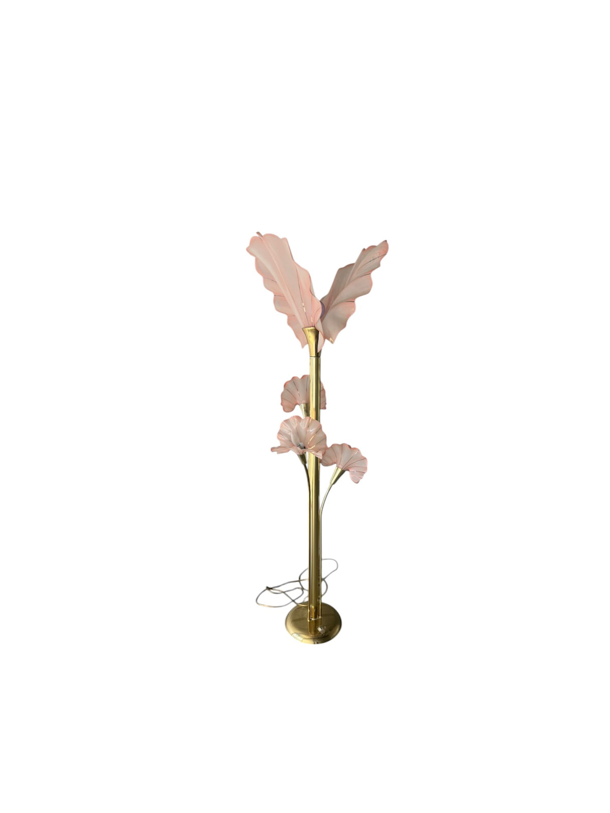 Brass Floor Lamp with Pink Acrylic Leaf Shades