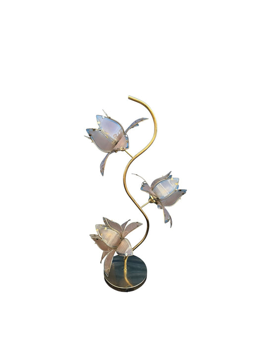 Hollywood regency pink and gold lotus Anthony California Flower Lamp