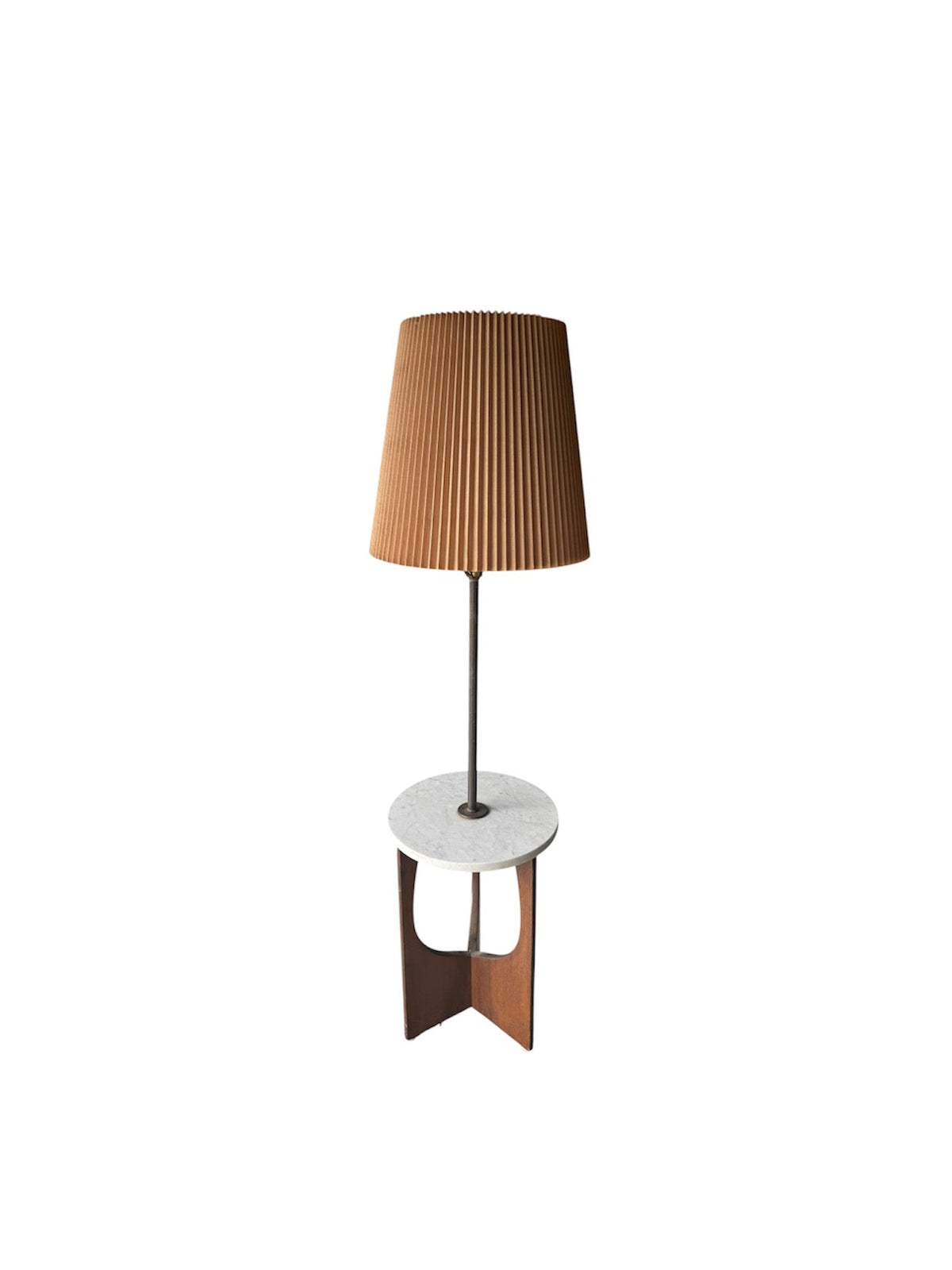 Mid Century Floor Lamp with Attached Marble Side Table