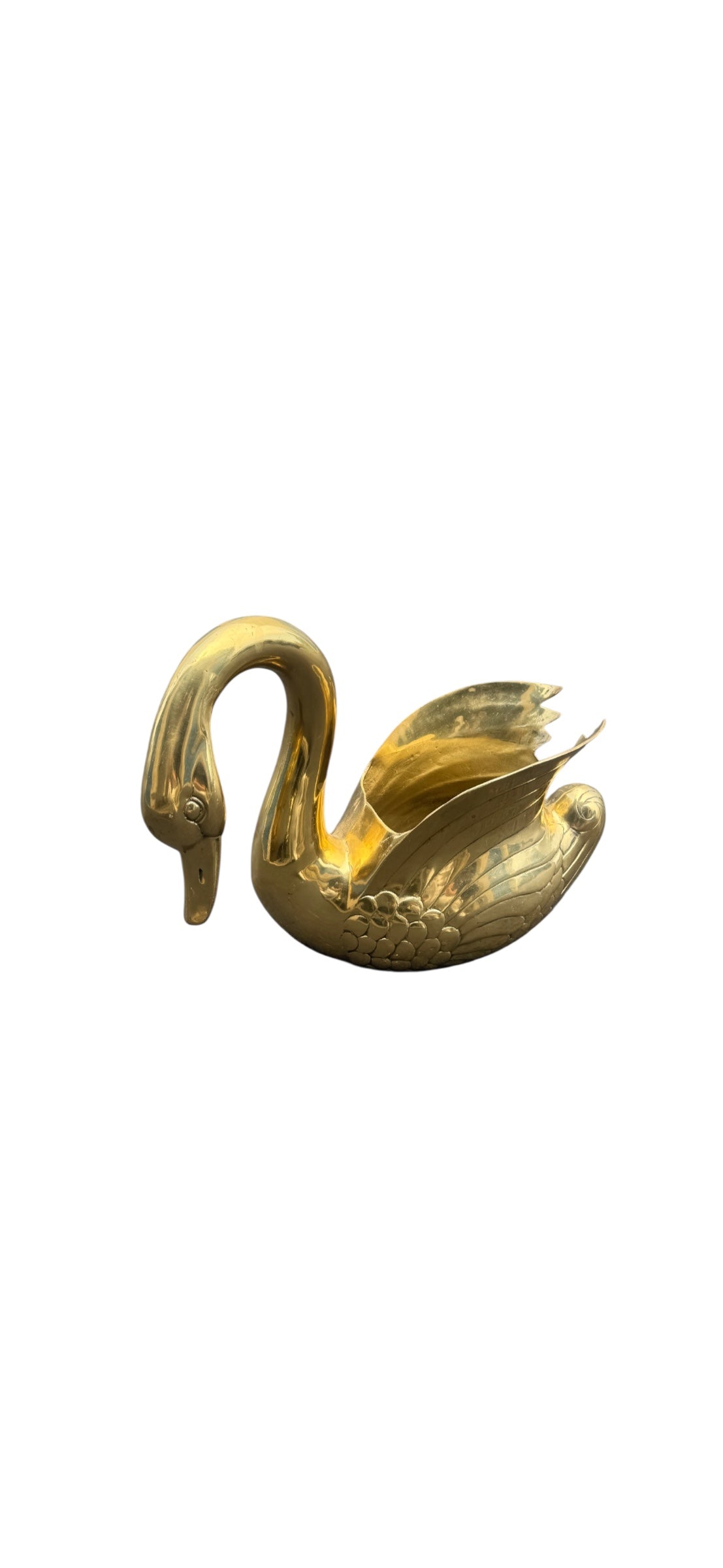 Hollywood regency 60s brass swan planter