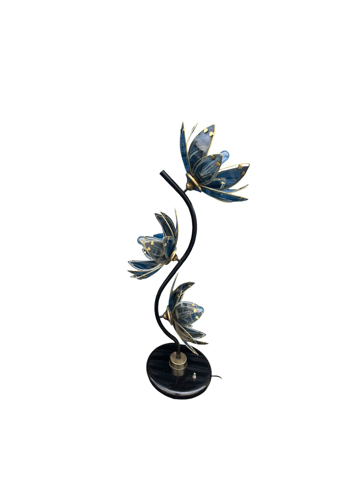 Anthony California black and gold Hollywood regency lotus Flower lamp