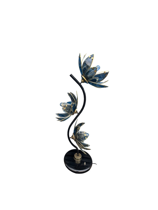 Anthony California black and gold Hollywood regency lotus Flower lamp