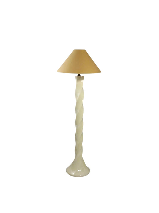 Postmodern 80's Michael Taylor Ceramic White Crackle Spiral Floor Lamp