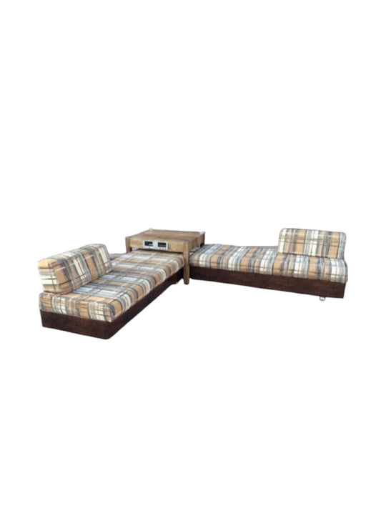 Rare MCM L-Shape Twin Convertible Sofa Bed With Table And Radio