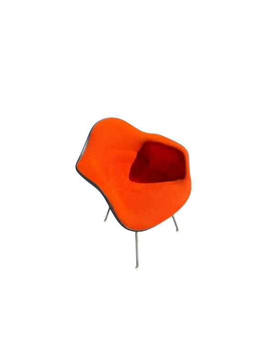 Vintage MCM Herman Miller Eames Style Upholstered Orange Bucket Chair