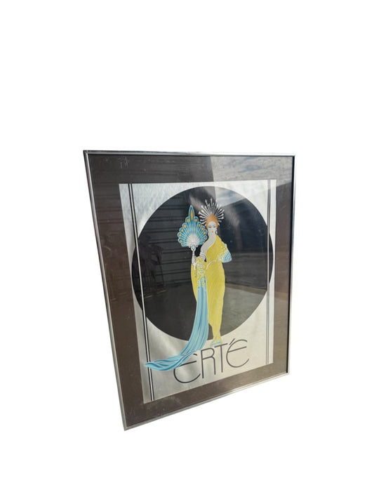 Erté "Athena" Framed Silkscreen Serigraph Chrome Frame