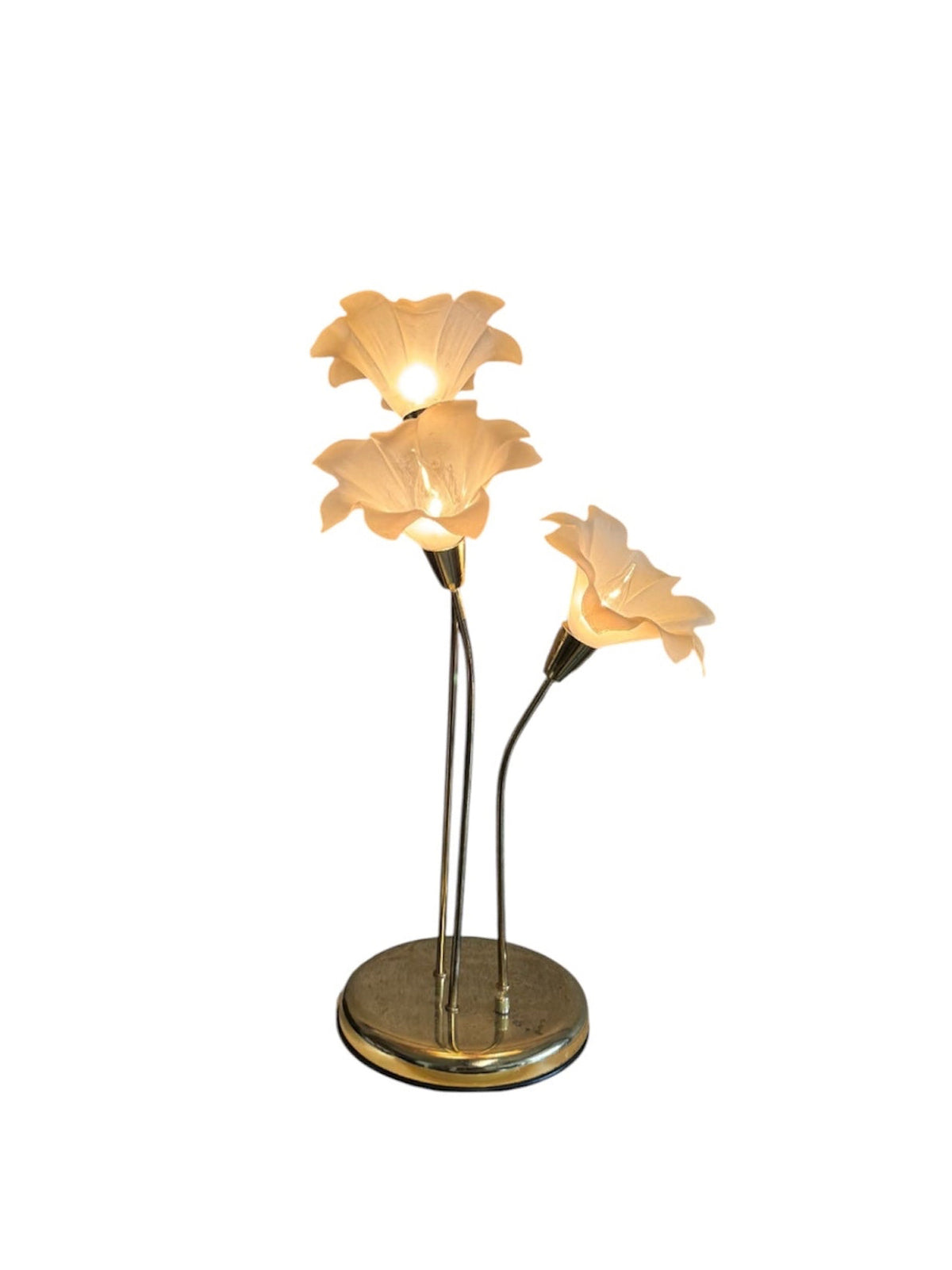 Lucite and Brass Flower Table Lamp with Dimmer