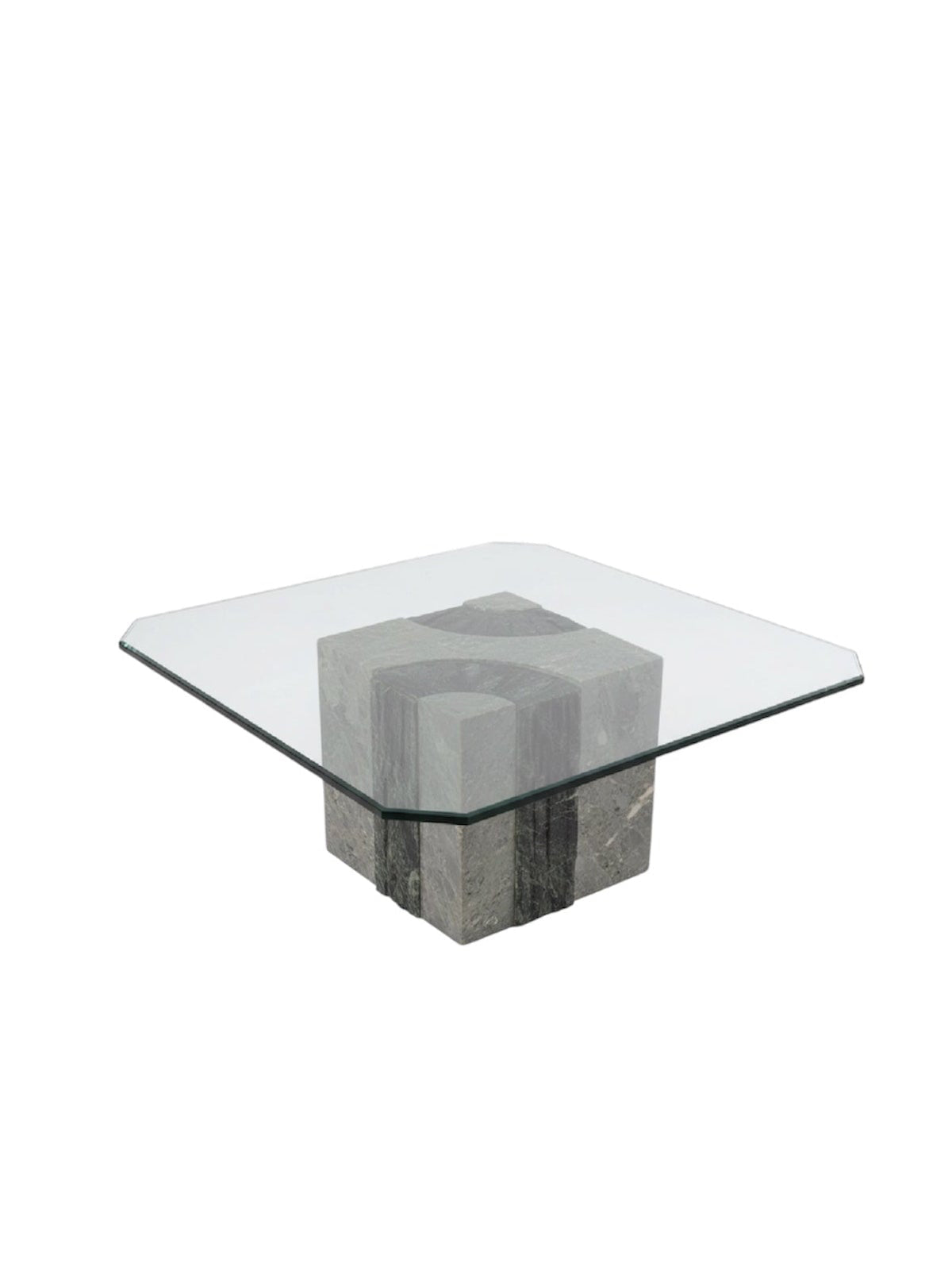 Tessellated Marble Cube Coffee Table with Glass Top