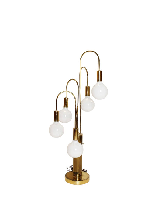 Hollywood Regency Brass Clover Waterfall Lamp