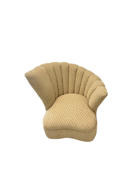 Hollywood Regency 1940's Plush Clam Shell Lounge Accent Chair