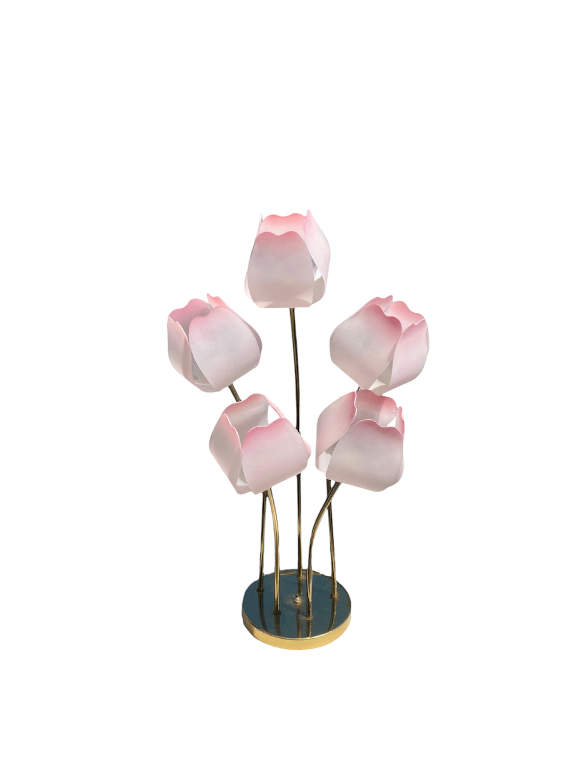 Hollywood Regency Brass and Lucite Tulip Table Flower Lamp
