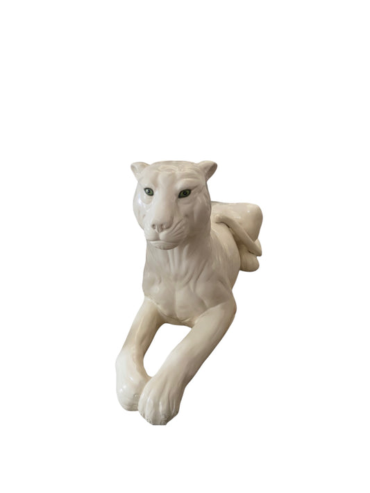 Hollywood Regency Rare Life Size Glazed Panther Statue 1950s
