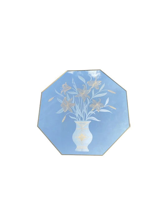 Art Deco Octagonal etched Floral Mirror