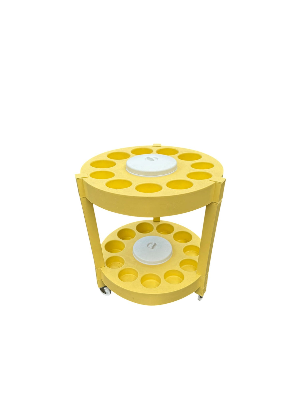 1960s Tiera Casa Yellow Molded Plastic Two-Tier Rolling Bar Cart
