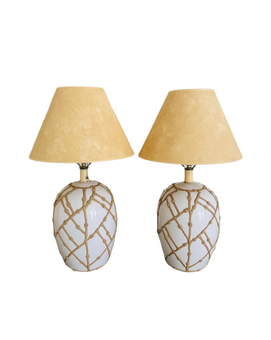 Postmodern Hollywood Palm Beach Regency Ceramic Dorothy Draper Bamboo Table Lamp
