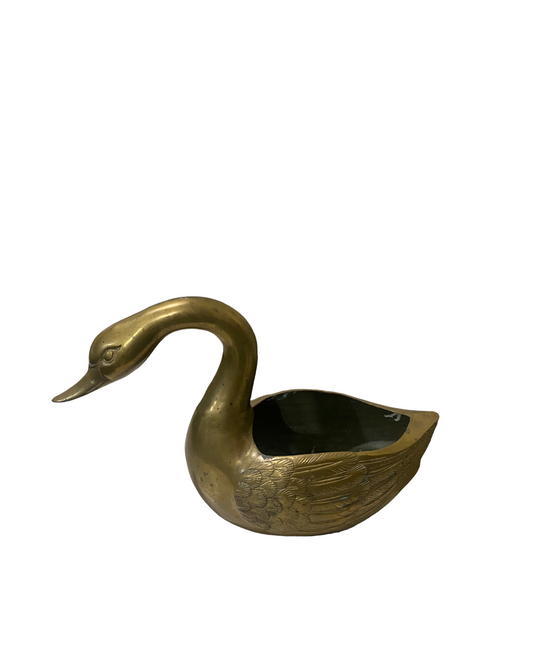 Large Swan Brass Figure Planter