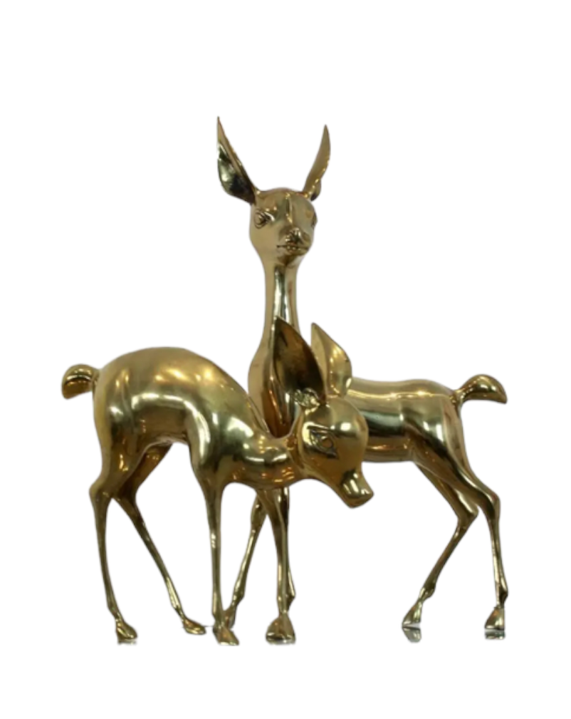 Extra Large Pair of Deer Brass Figures