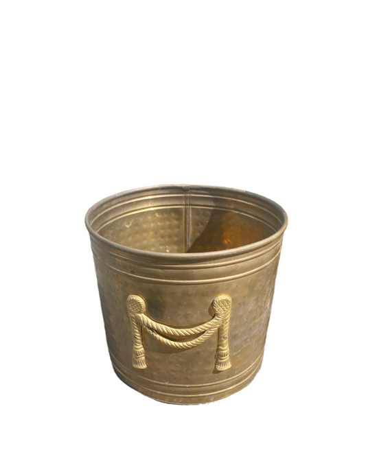Hollywood Regency Brass Rope Pot Planter