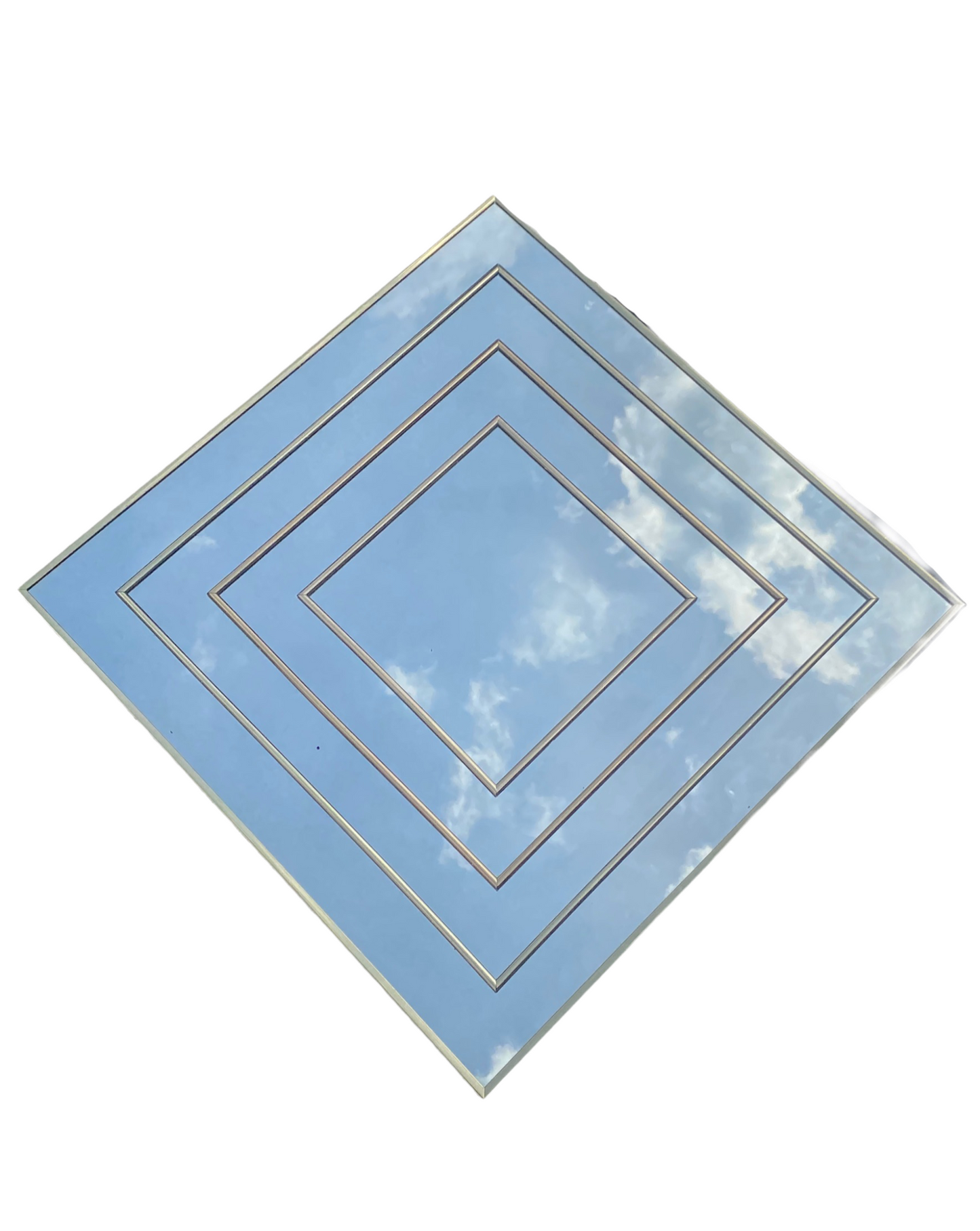 Brass Trimmed Diamond Wall Mirror