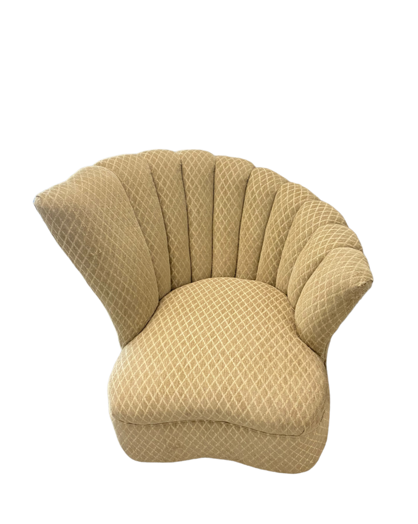 Hollywood Regency 1940's Plush Clam Shell Lounge Accent Chair
