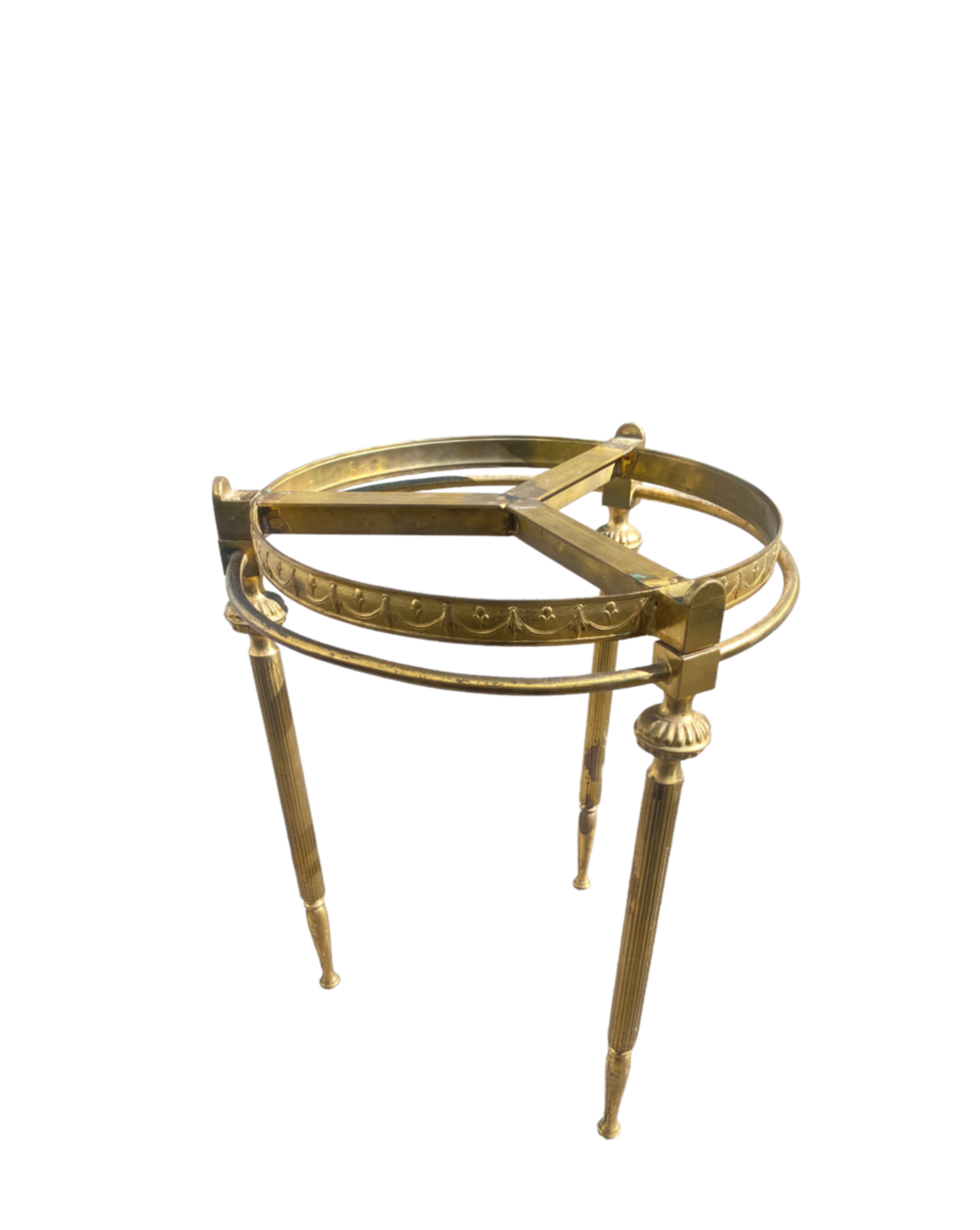 Hollywood Regency Ornate Small Brass Plant Stand
