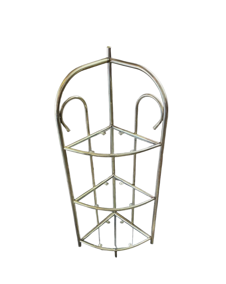 Hollywood Regency Brass and Glass Corner Shelf or Plant Stand