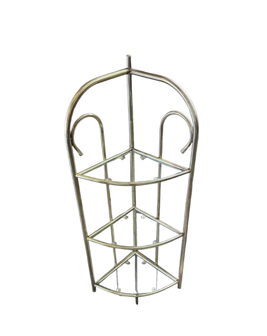 Hollywood Regency Brass and Glass Corner Shelf or Plant Stand
