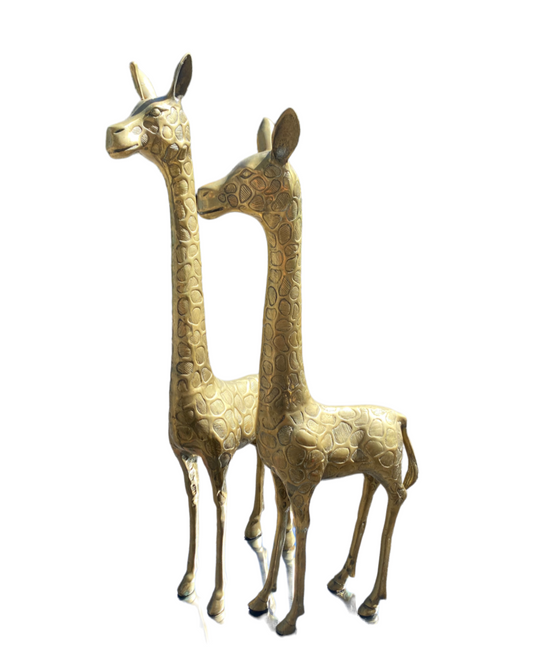 Huge Giraffe Floor Brass Figures Pair of Two